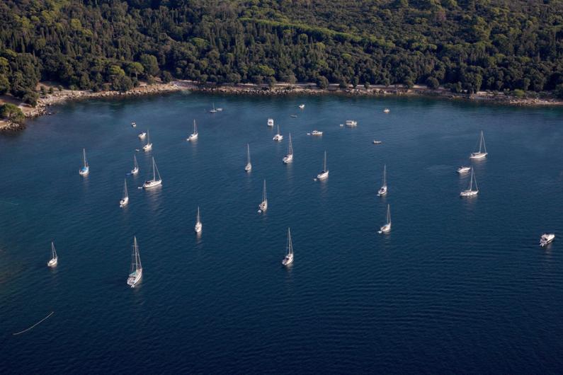 Yachts in the calm waters off Istria