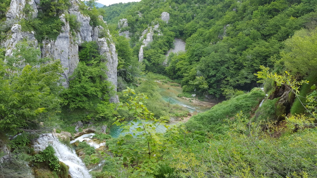 Looking down into valley at Plitvice Lakes National Park