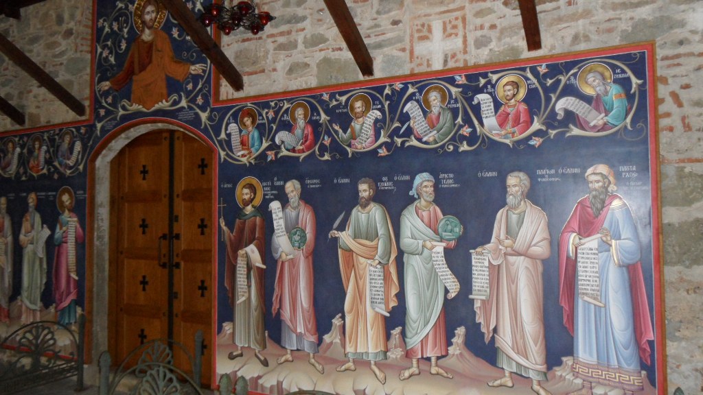 Meteora Monastery interior - Fresco of the apostles