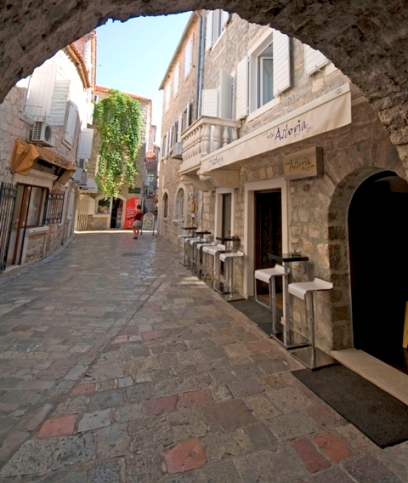 Budva - old town with Hotel Astoria