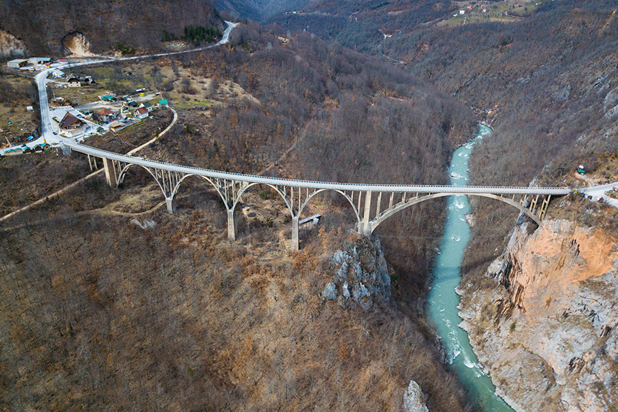 Aerial view of Tara Bridge