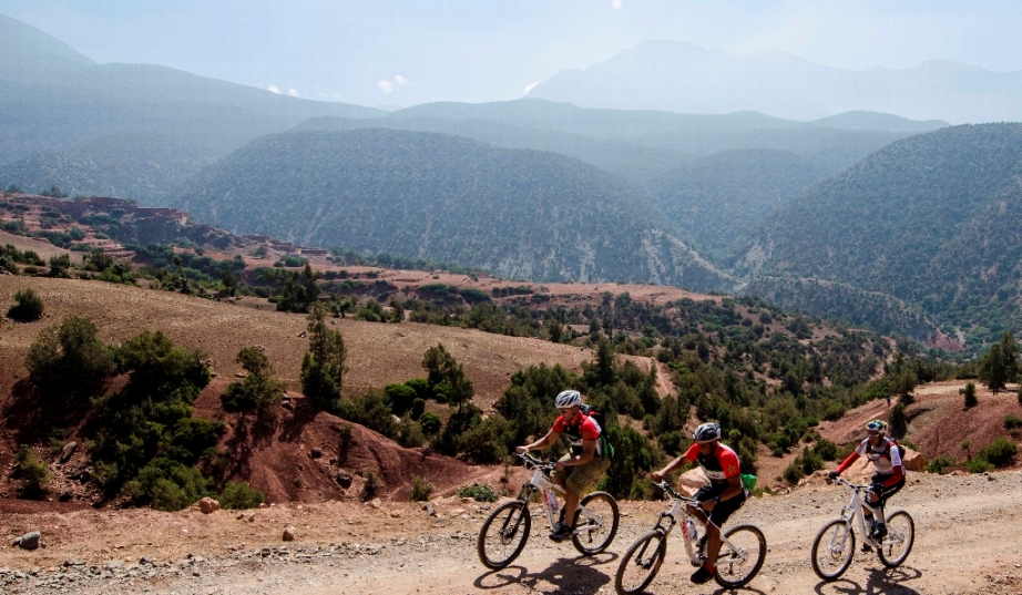 Cycling in High Atlas region - www.visitmorocco.com/Moroccan National Tourist Office. Copyright is retained by the Moroccan National Tourist Office, all rights reserved.