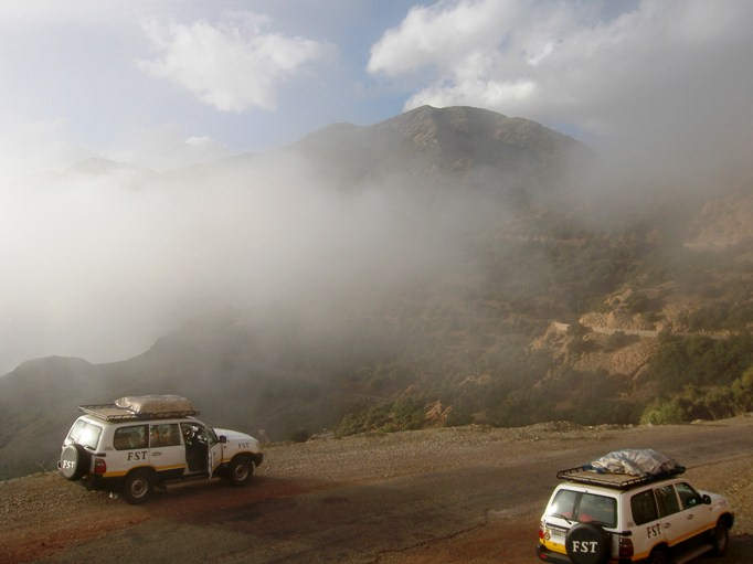 Mist around the higher slopes near Tizi n'Test