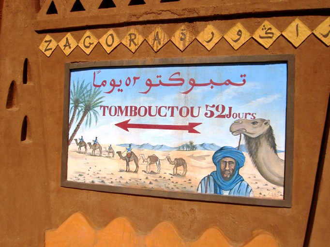 Timbuktou sign in Zagora