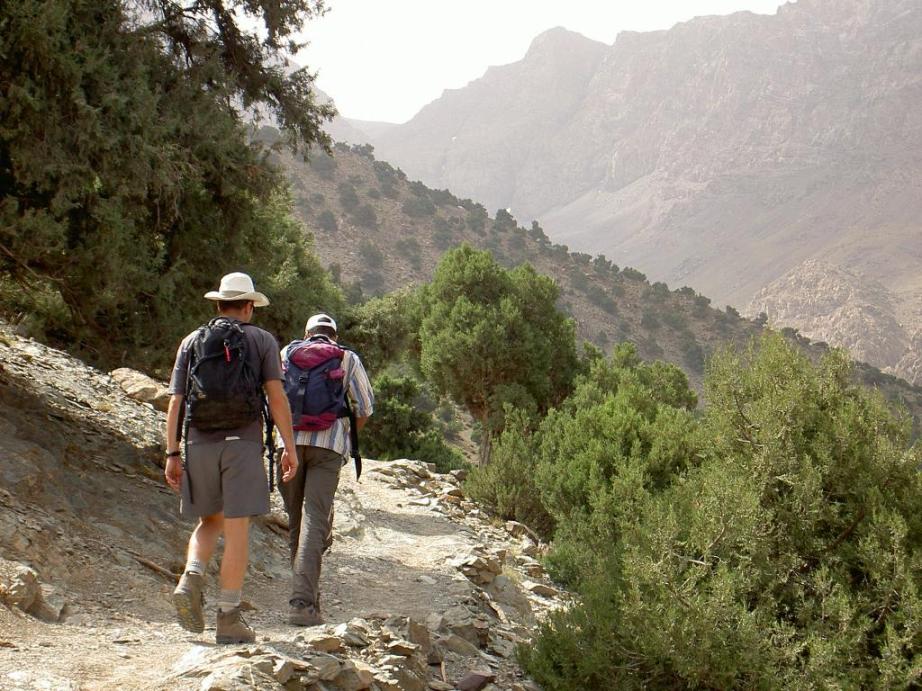 Hiking up paths in the High Atlas