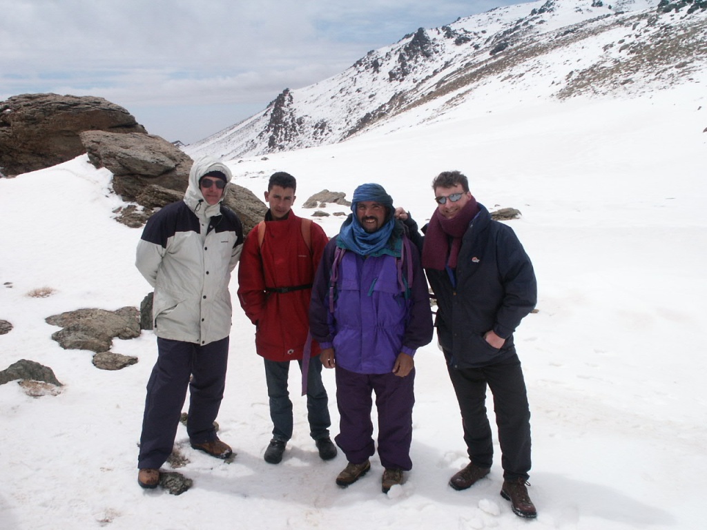 Guide and group on Tichka Plateau